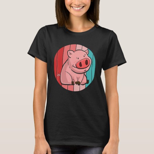 Piglet Farming Farm Animal  Farmer Retro Pig Tシャツ (正面)