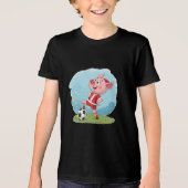 Piglet in Christmas costume and soccer ball トライブレンドＴシャツ (正面)