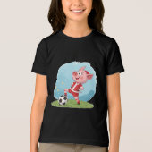 Piglet in Christmas costume and soccer ball トライブレンドＴシャツ (正面)