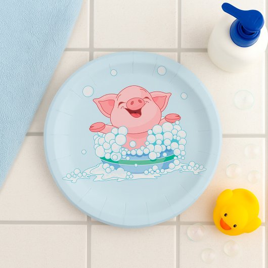 Piglet Taking A Bath Paper Plates ペーパープレート