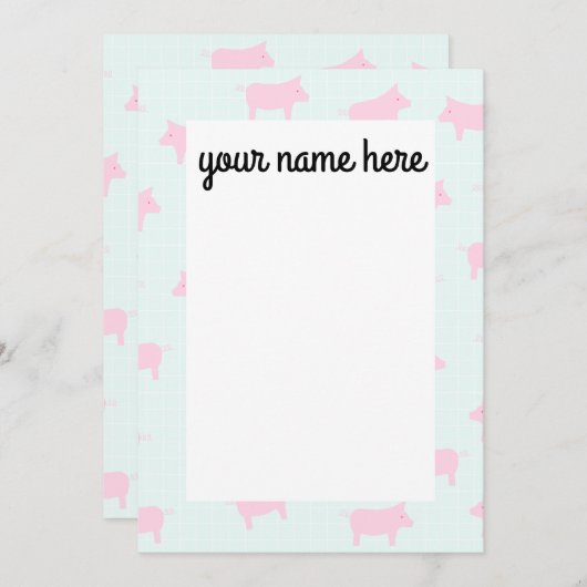 Pigsノパーソナライズされたートカード サンキューカード (正面/裏面)