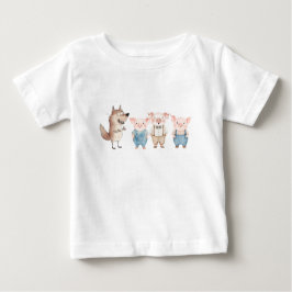 Pigs and Bad Wolf cartoon ベビーTシャツ
