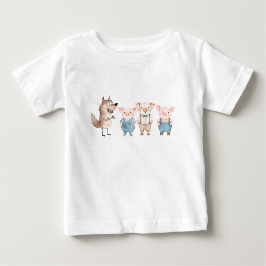 Pigs and Bad Wolf cartoon ベビーTシャツ (正面)