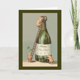 Pigs and Champagne; Cute 2021 New Year's Card シーズンカード