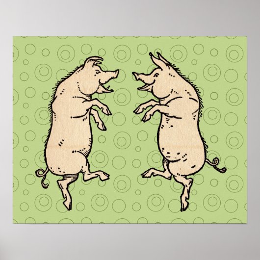 pigs dancing Antique piggy dance ポスター (正面)