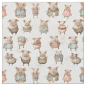Pig's Delight: Whimsy Pig ファブリック (クローズアップ)