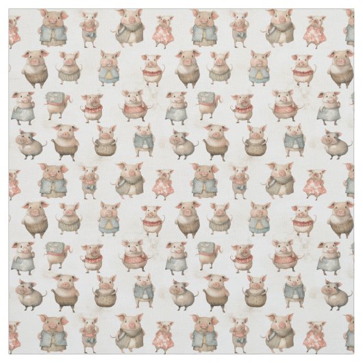 Pig's Delight: Whimsy Pig ファブリック (見本)