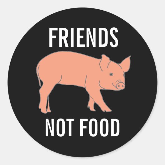PIGS FRIENDS NOT FOOD STICKERS ラウンドシール (正面)