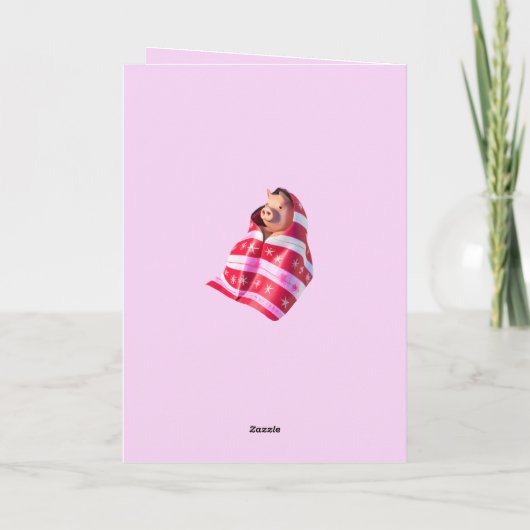 Pigs In Blankets A Cute Piglet Wrapped In A Throw  カード (裏面)