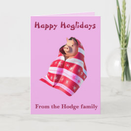 Pigs In Blankets A Cute Piglet Wrapped In A Throw  カード