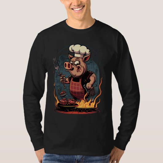 Pig's Meat   Pig Grilling Steak Tシャツ (正面)
