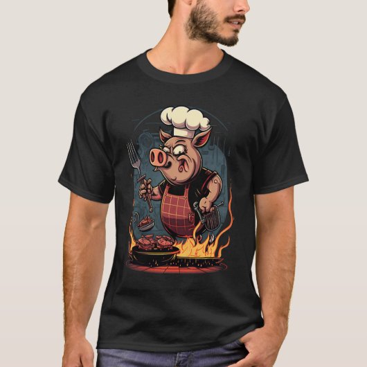 Pig's Meat   Pig Grilling Steak Tシャツ (正面)