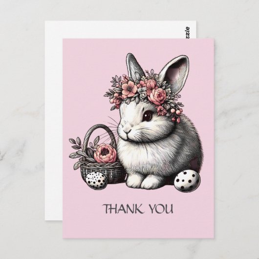 Pik赤面フローライースターバニーサンキューカスタマイズ ポストカード (正面/裏面)