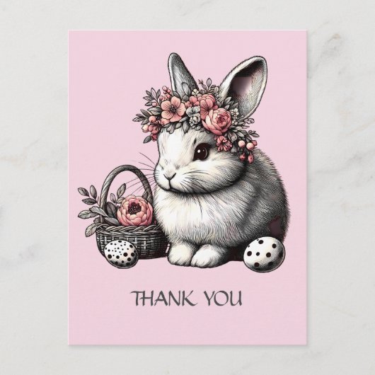 Pik赤面フローライースターバニーサンキューカスタマイズ ポストカード (正面)