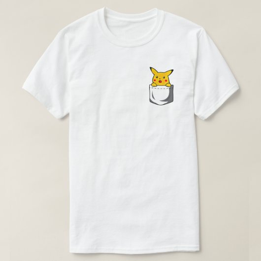 Pikachu Pocket Cartoon Illustration Tシャツ (デザイン正面)