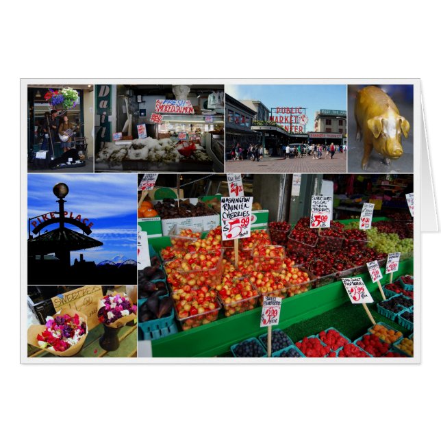 Pike Place Market，シアトル，カード (正面横)