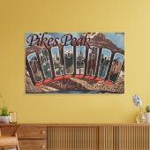 Pikes Peak, Colorado - Large Letter Scenes キャンバスプリント (インサイチュ (リビング))
