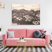 Pikes Peak Winter Landscape Pen/Pencil Drawing キャンバスプリント (インサイチュ (リビング))