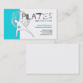 Pilatesのインストラクターの名刺の青 名刺 (正面/裏面)