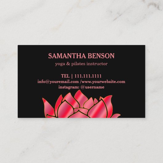 Pilatesのヨガのインストラクターの先生のはす 名刺 (裏面)