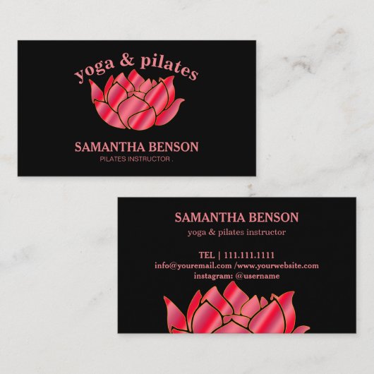 Pilatesのヨガのインストラクターの先生のはす 名刺 (正面/裏面)
