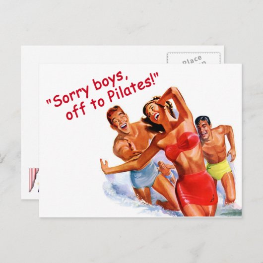 Pilatesのヴィンテージの水着の郵便はがきにを離れて ポストカード (正面/裏面)