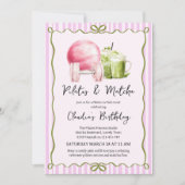 Pilates and Matcha Any Age Wellness Birthday Party 招待状 (正面)