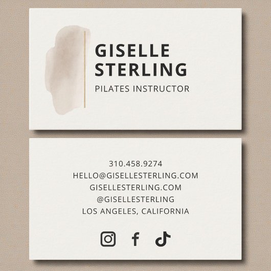 Pilates Instructor Neutral Beige Watercolor 名刺
