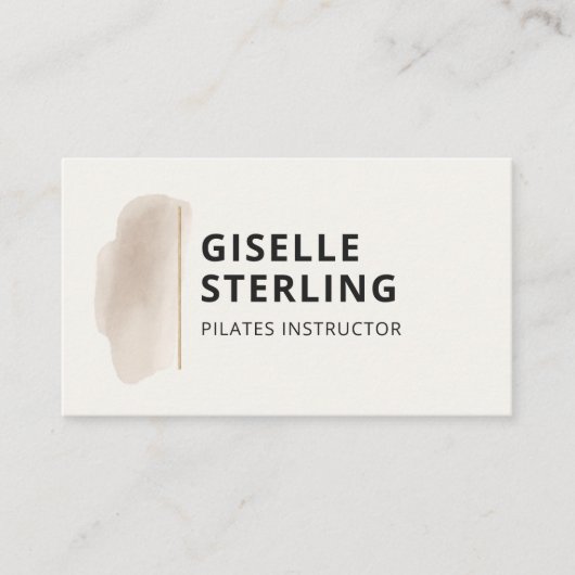 Pilates Instructor Neutral Beige Watercolor 名刺 (正面)