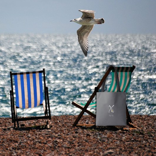 Pilates lover Floral monogram watercolor gray トートバッグ