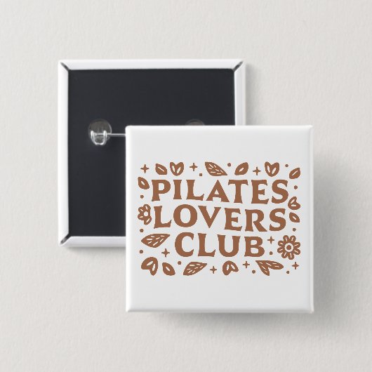 Pilates lovers club boho floral aesthetic 缶バッジ (正面&裏面)