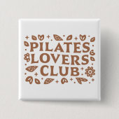 Pilates lovers club boho floral aesthetic 缶バッジ (正面)