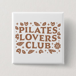 Pilates lovers club boho floral aesthetic 缶バッジ