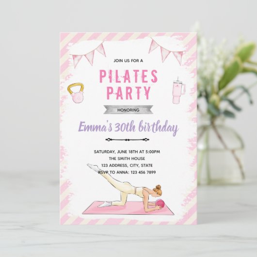 Pilates party invitation 招待状 (スタンド正面)