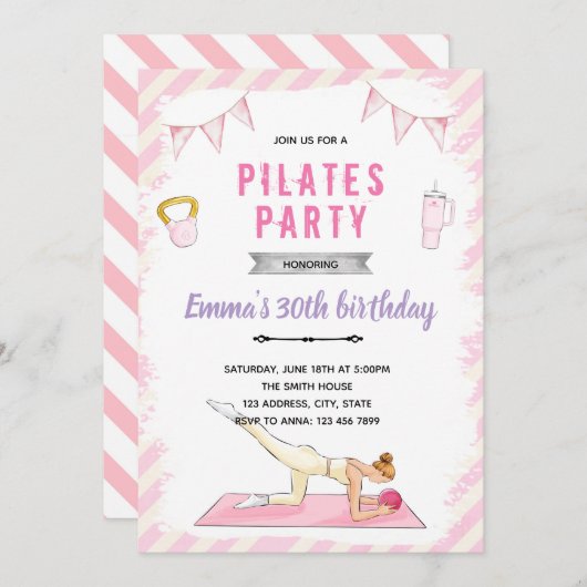 Pilates party invitation 招待状 (正面/裏面)