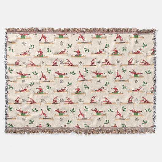 Pilates Reformer Santa Seamless Christmas Patterns スローブランケット (正面)
