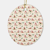 Pilates Reformer Santa Seamless Christmas Patterns セラミックオーナメント (左)