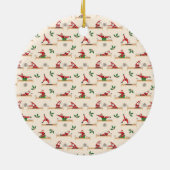 Pilates Reformer Santa Seamless Christmas Patterns セラミックオーナメント (裏面)