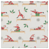 Pilates Reformer Santa Seamless Christmas Patterns ファブリック (クローズアップ)