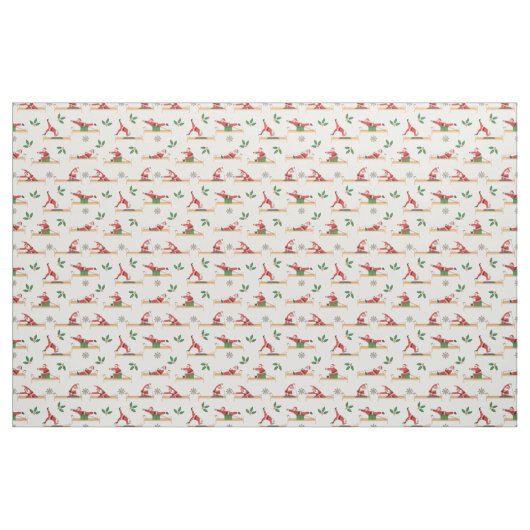 Pilates Reformer Santa Seamless Christmas Patterns ファブリック (ファットクウォーター)