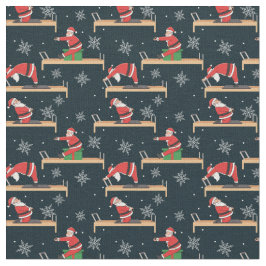 Pilates Reformer Santa Seamless Christmas Patterns ファブリック