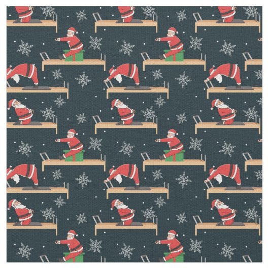 Pilates Reformer Santa Seamless Christmas Patterns ファブリック (クローズアップ)