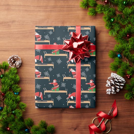 Pilates Reformer Santa Seamless Christmas Patterns ラッピングペーパー (クリスマスギフト)