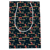 Pilates Santa Seamless Christmas Patterns ミディアムペーパーバッグ (正面)