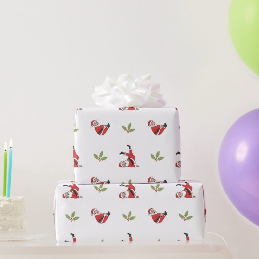 Pilates Santa Seamless Christmas Patterns ラッピングペーパー (パーティーギフト)
