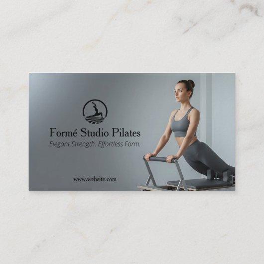 Pilates Studio Business | Modern Gray Barcode 名刺 (裏面)