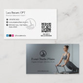 Pilates Studio Business | Modern Gray Barcode 名刺 (正面/裏面)