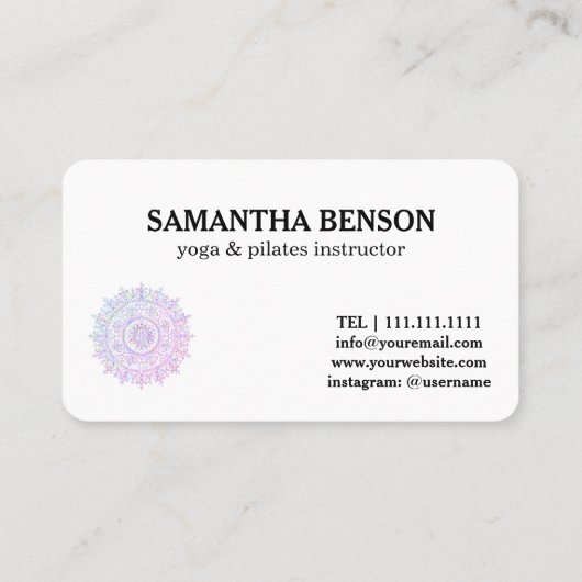 Pilates Yoga Instructor Teacher Mandala 名刺 (裏面)
