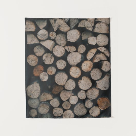 Pile of brown fire woods タペストリー (正面)