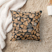 Pile of brown firewood クッション (ブランケット)